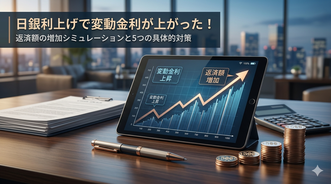 日銀利上げで変動金利が上がった!住宅ローン返済額の増加シミュレーションと5つの具体的対策【2026年最新】