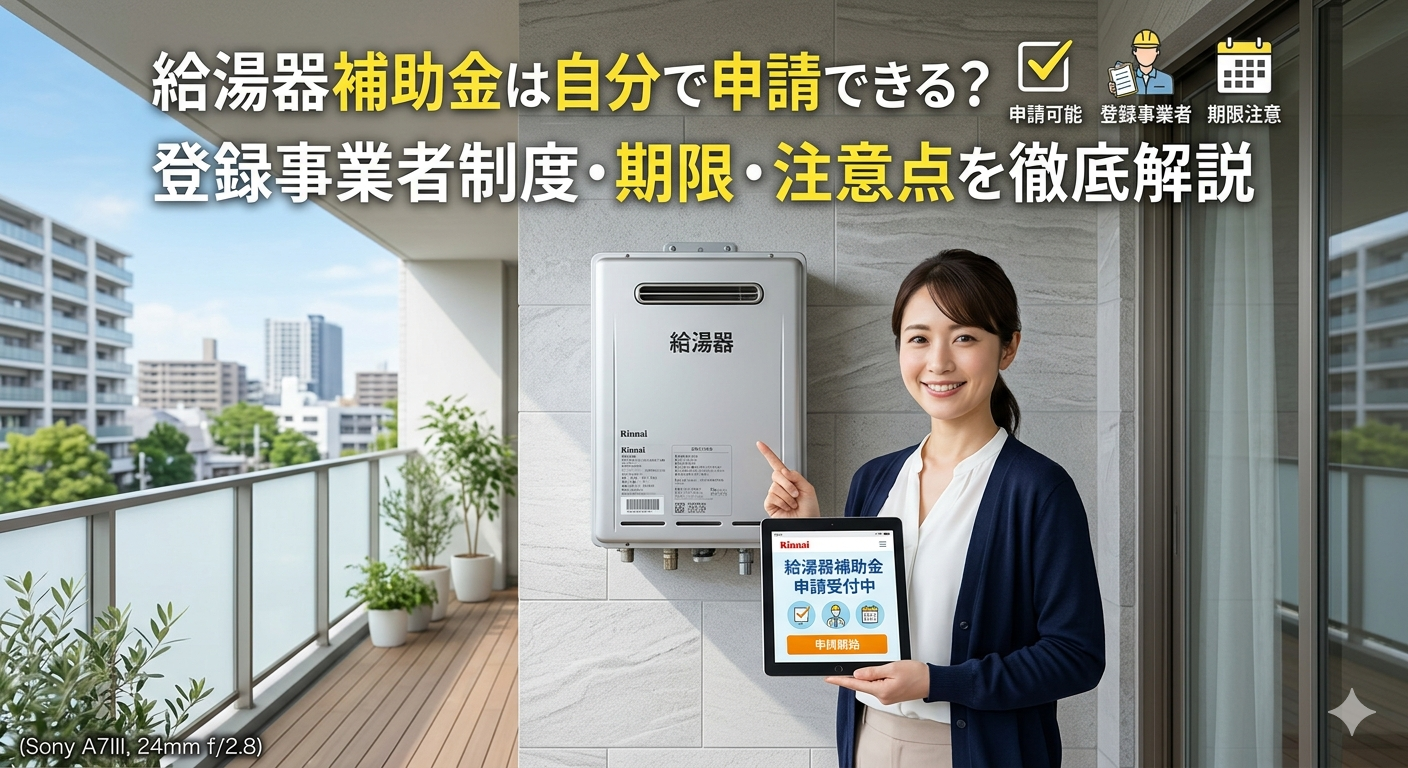 給湯器補助金は自分で申請できる？登録事業者制度・期限・注意点を徹底解説【2026年最新】