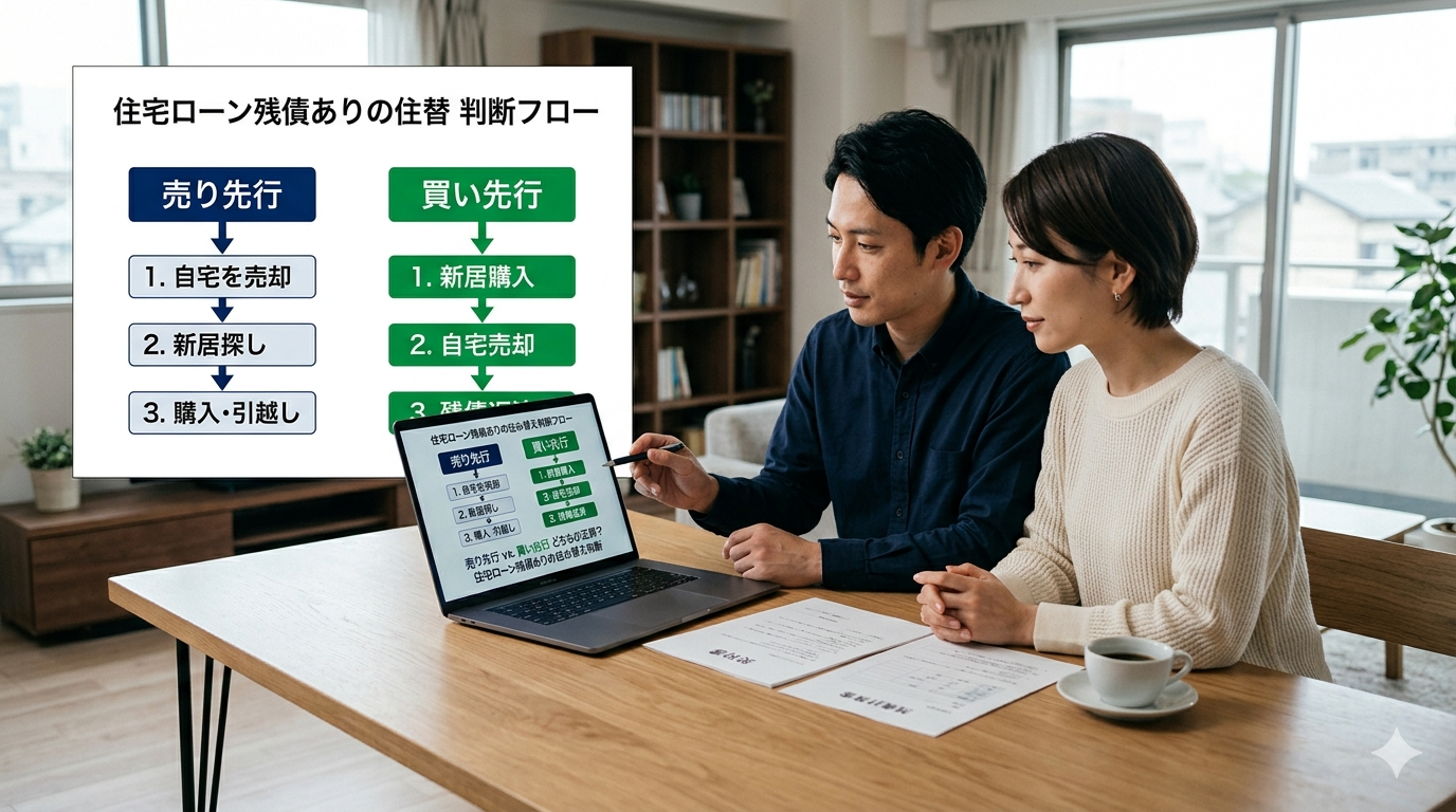 売り先行と買い先行はどっちが正解？住宅ローン残債ありの住み替え判断フロー