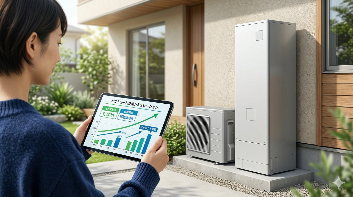 エコキュートへの交換は本当にお得？費用・光熱費シミュレーション・補助金で元が取れる年数を検証