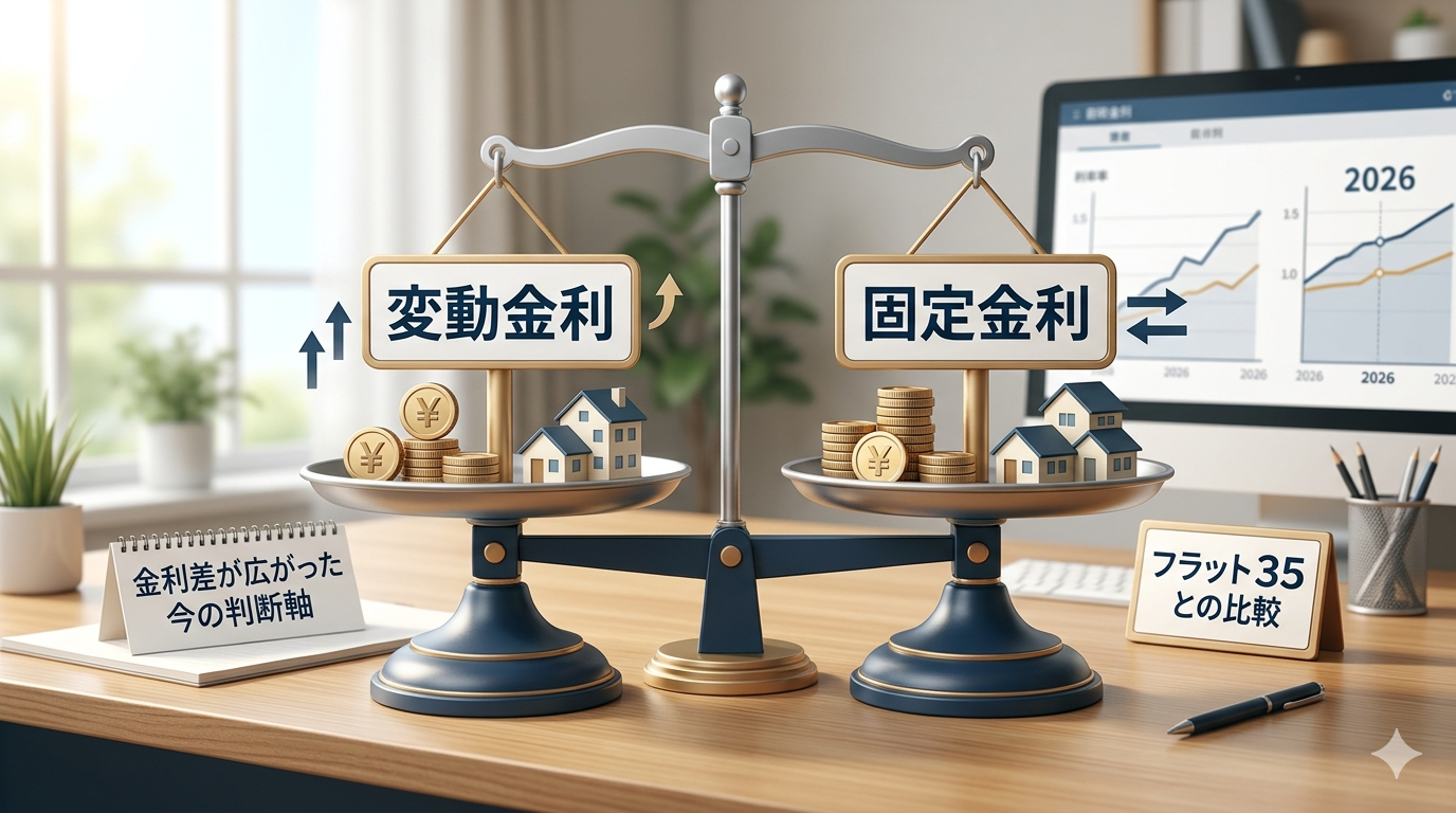 変動金利と固定金利、2026年はどっちを選ぶ？金利差が広がった今の判断軸とフラット35との比較