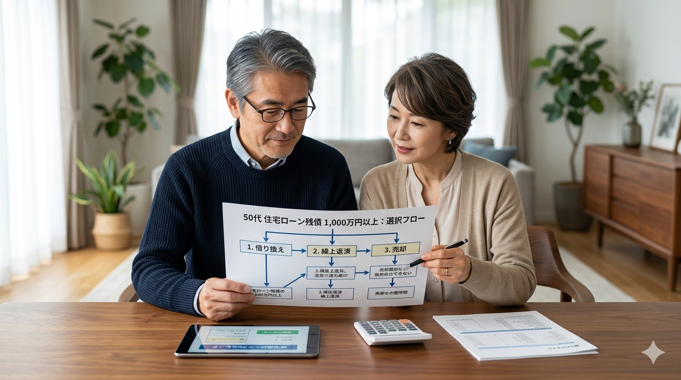 50代で住宅ローン残債1,000万円以上…借り換え・繰上返済・売却のどれが正解？判断フローで整理